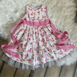 Polly & Friends 5T Pink Cherry Dress with Ribbon